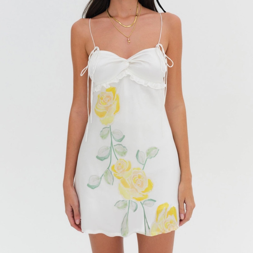 $198 NWT White For Love And Lemons “Millie” Floral Mini Dress Sz Small